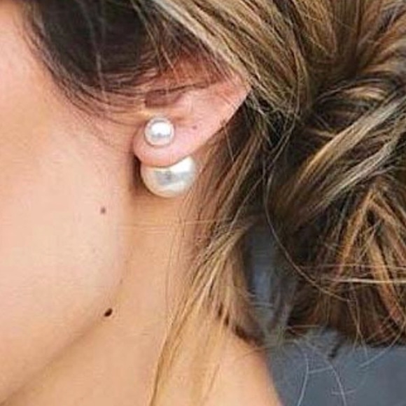 🆕 PEARL EARRINGS FRONT BACK BALL STUDS - Picture 2 of 4